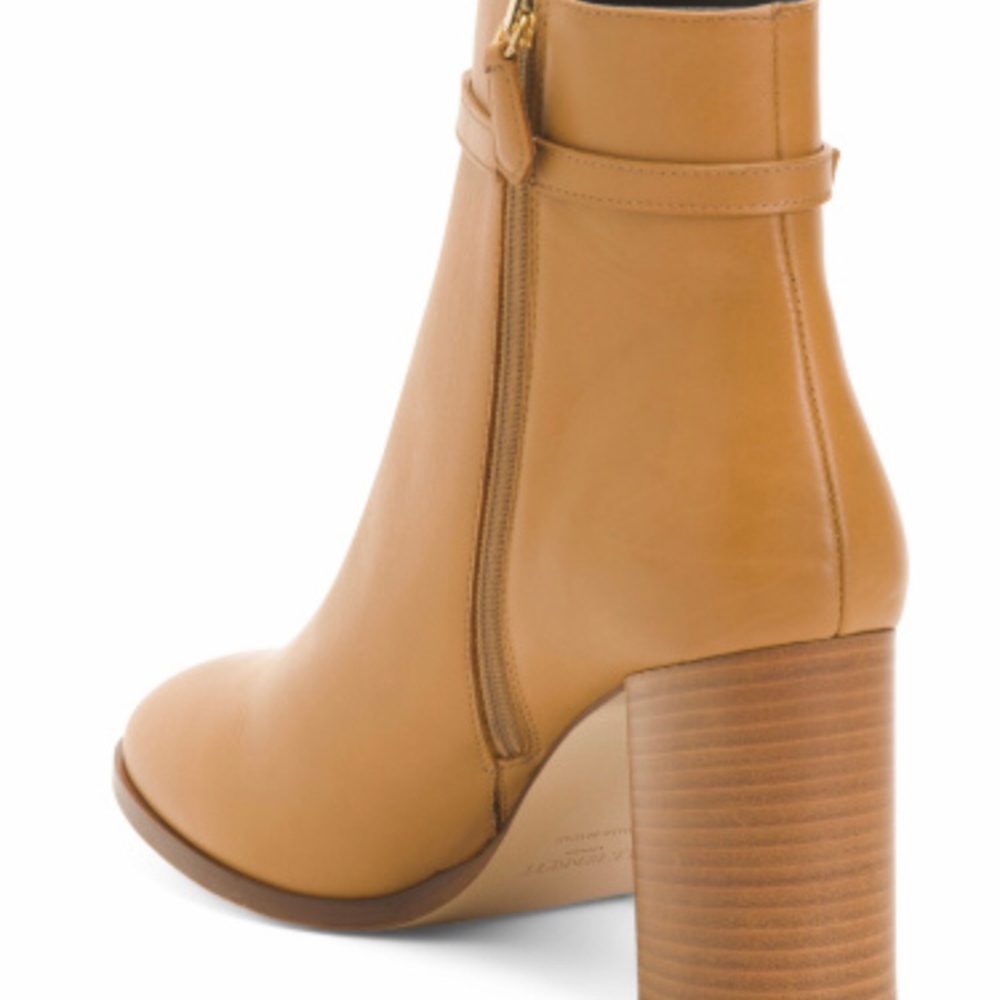 LK BENNET Bryony Camel Buckle Ankle Boots 40 / 9 Brown / Tan Leather Block Heel - Picture 3 of 15